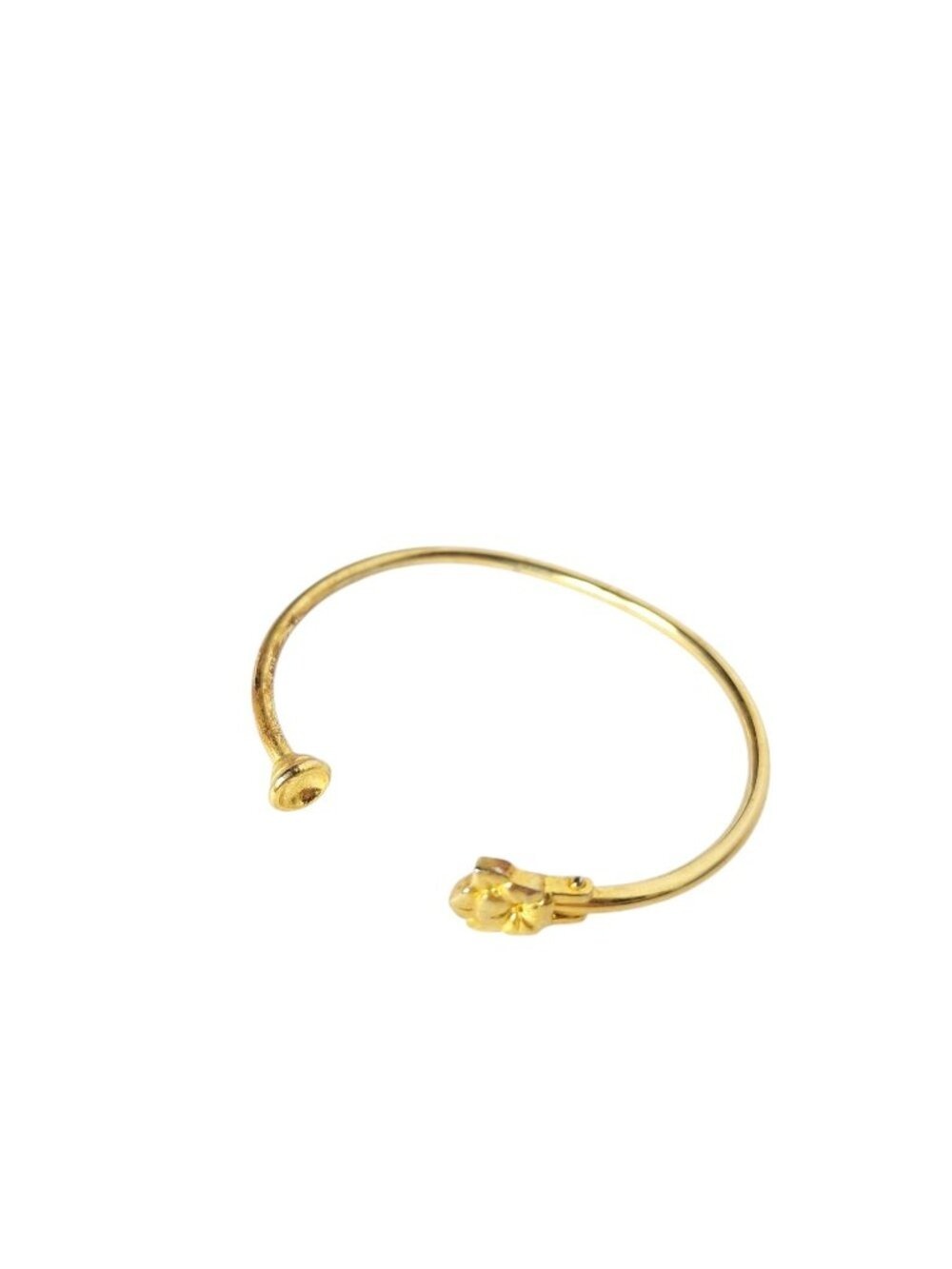 Gold Tone H Clasp Open Cuff Bangle Bracelet Vintage Boho Chic Retro Layering